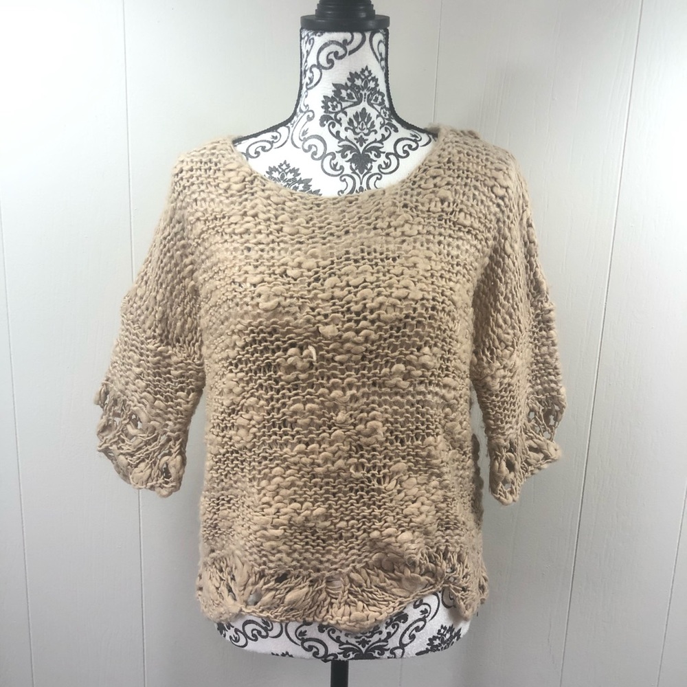 Black Swan Tan Beige Chunky Knit Soft Sweater Sz S